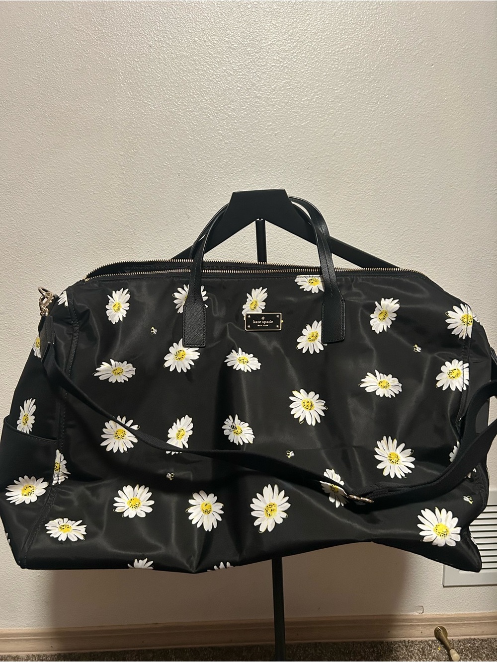 kate spade Black Daisy-Print Travel Duffel
